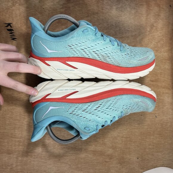 Hoka One One Clifton 8 Women Size 10 Light Blue Running Shoes - Picture 6 of 10